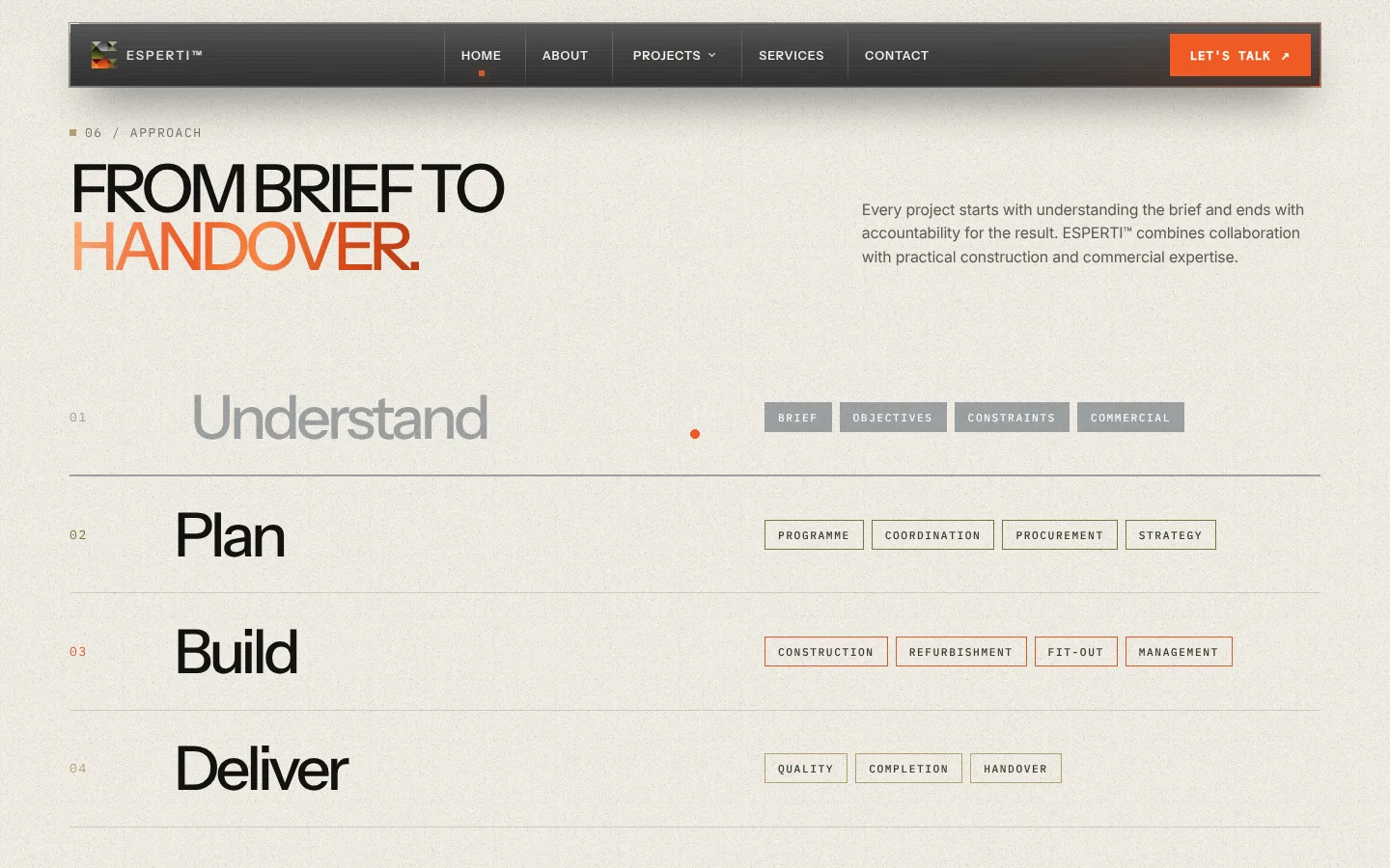 ESPERTI website: From brief to handover