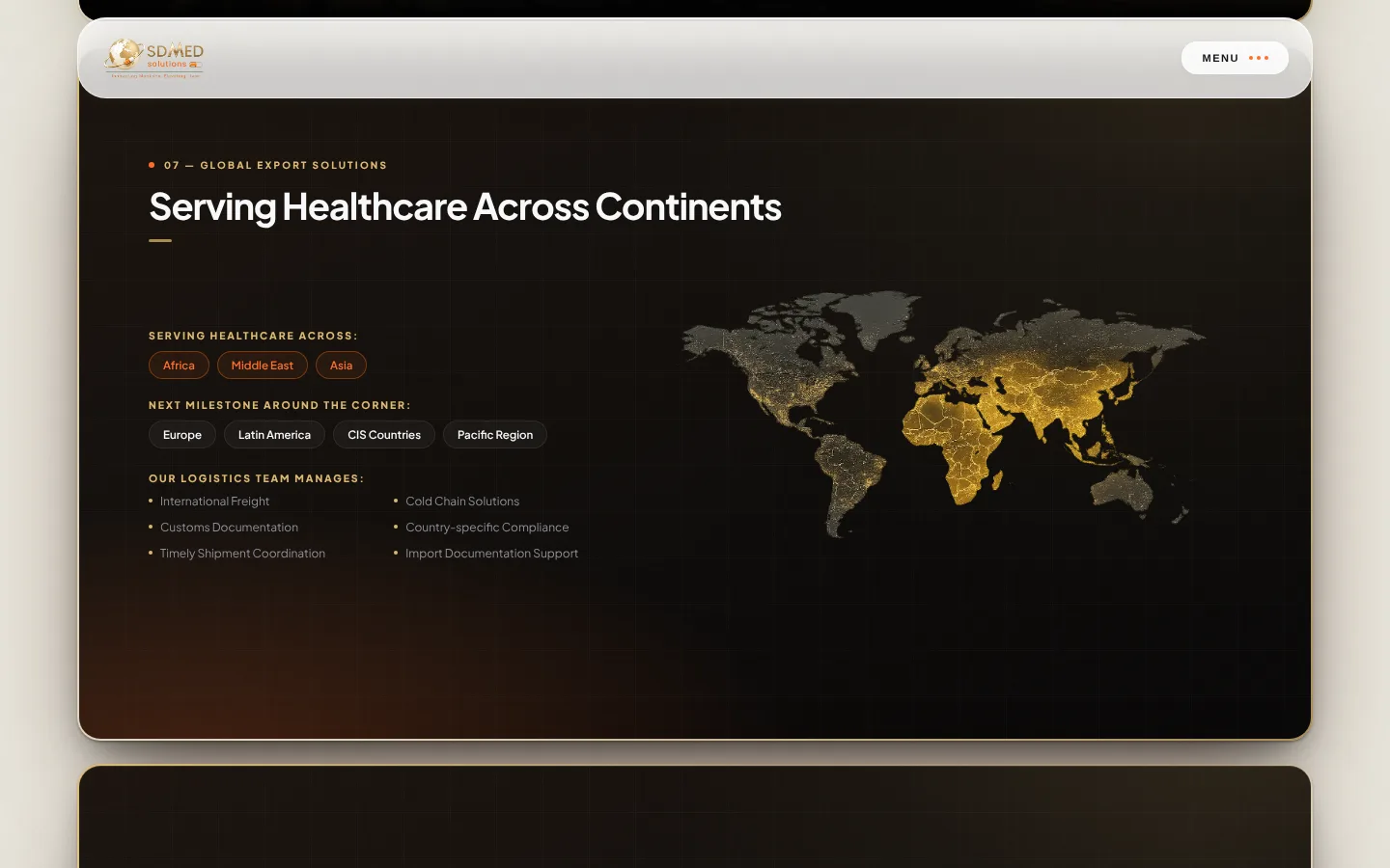 SD Med Solutions website: Serving healthcare across continents