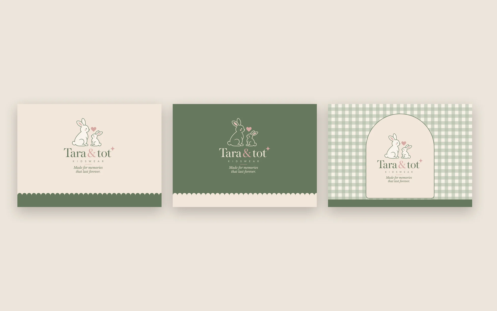 Tara & tot shopping bags in beige, sage and gingham